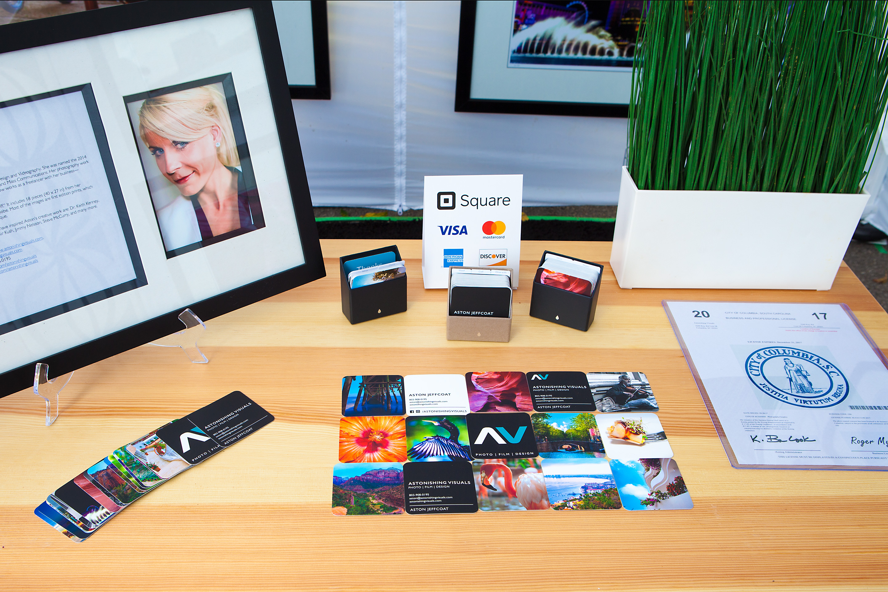 Artist Bio Photo with Business Cards